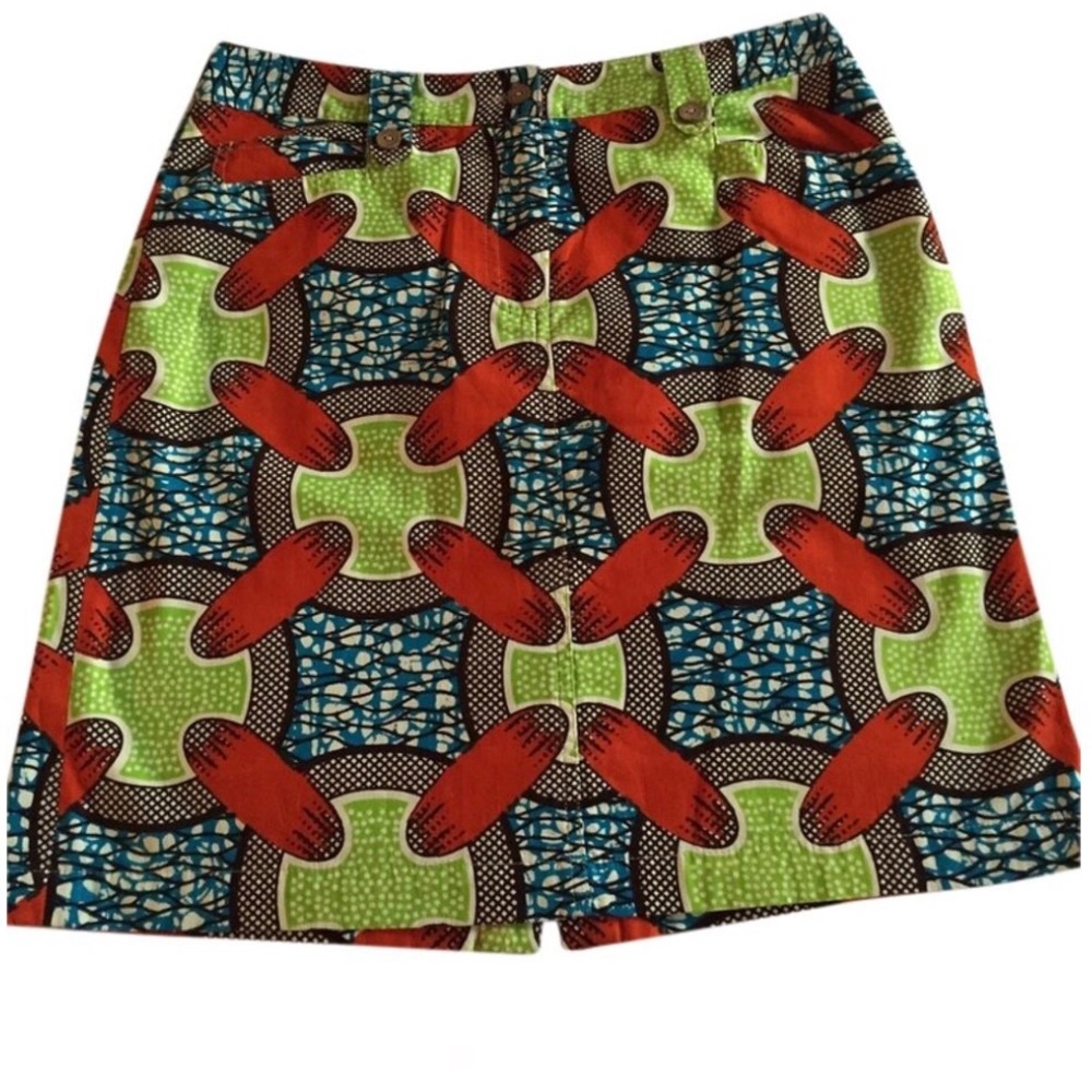 Red Green Blue Multicolor Print J McLaughlin Skirt